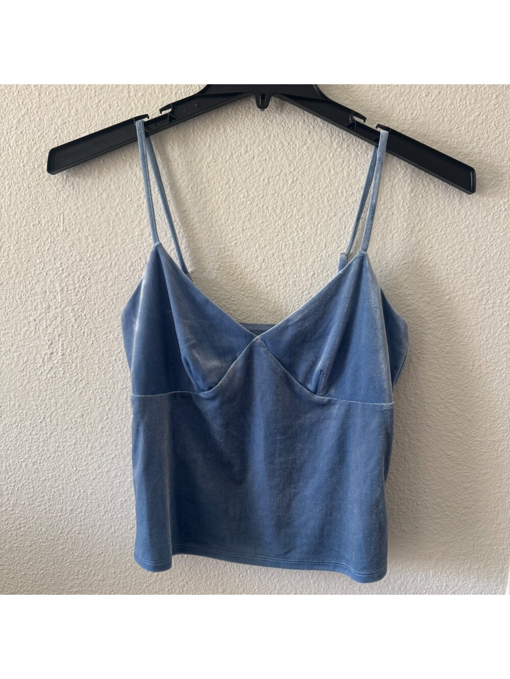Y2K 90s Babydoll Cami Trendy‎ Blue Velvet Tank Top Spaghetti Strap Women S Fairy